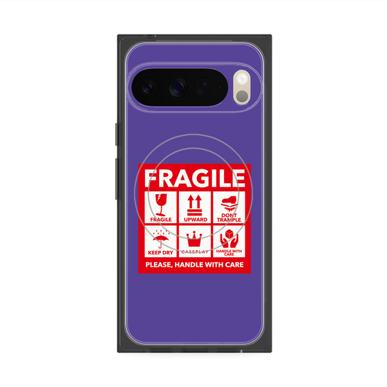 プレミアムスクエアケース with Pixelsnap［ FRAGILE Sticker - Purple ］