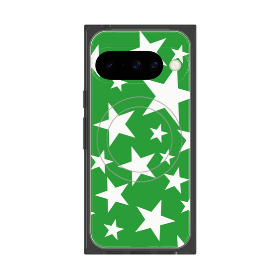 プレミアムスクエアケース with Pixelsnap［ Stars - Green ］