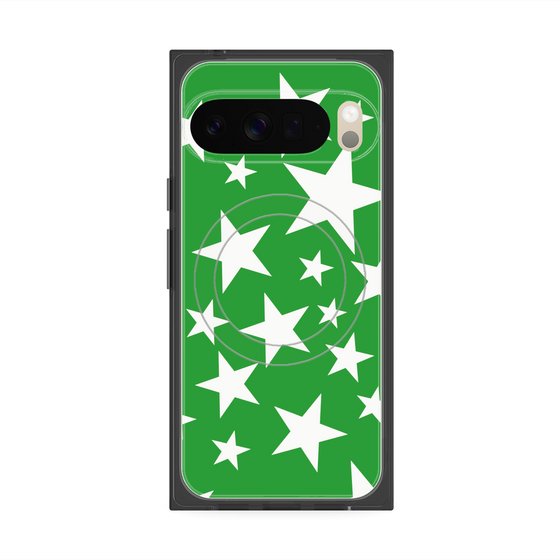 プレミアムスクエアケース with Pixelsnap［ Stars - Green ］