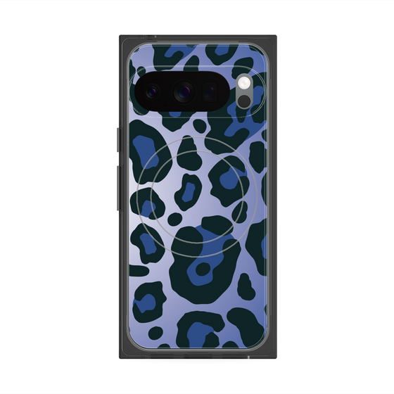 プレミアムスクエアケース with Pixelsnap［ Leopard - Blue ］