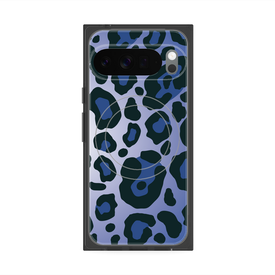 プレミアムスクエアケース with Pixelsnap［ Leopard - Blue ］