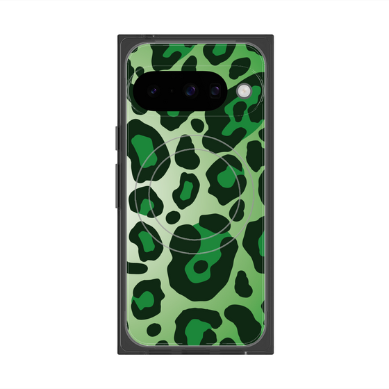 プレミアムスクエアケース with Pixelsnap［ Leopard - Green ］