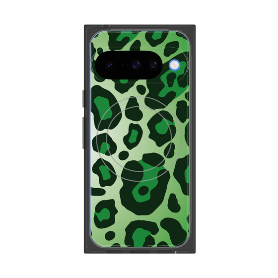 プレミアムスクエアケース with Pixelsnap［ Leopard - Green ］
