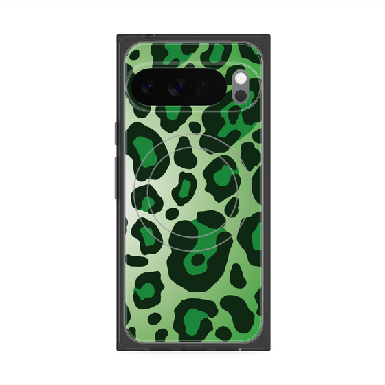 プレミアムスクエアケース with Pixelsnap［ Leopard - Green ］