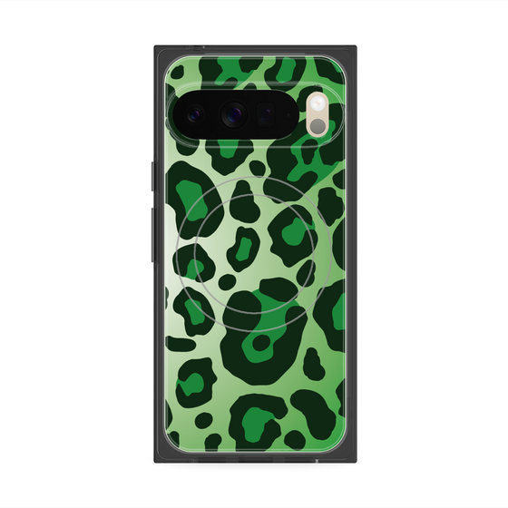 プレミアムスクエアケース with Pixelsnap［ Leopard - Green ］
