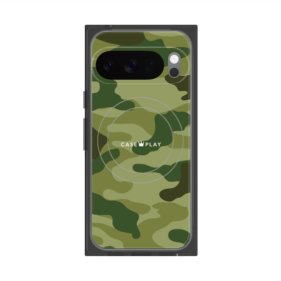 プレミアムスクエアケース with Pixelsnap［ Camouflage - Green ］