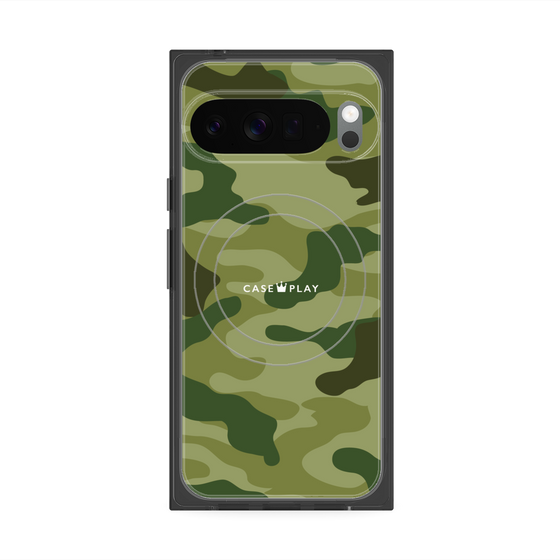 プレミアムスクエアケース with Pixelsnap［ Camouflage - Green ］