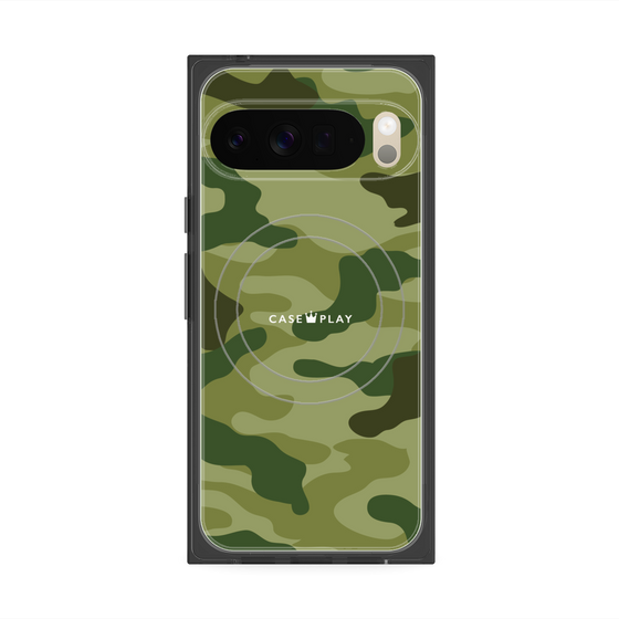 プレミアムスクエアケース with Pixelsnap［ Camouflage - Green ］