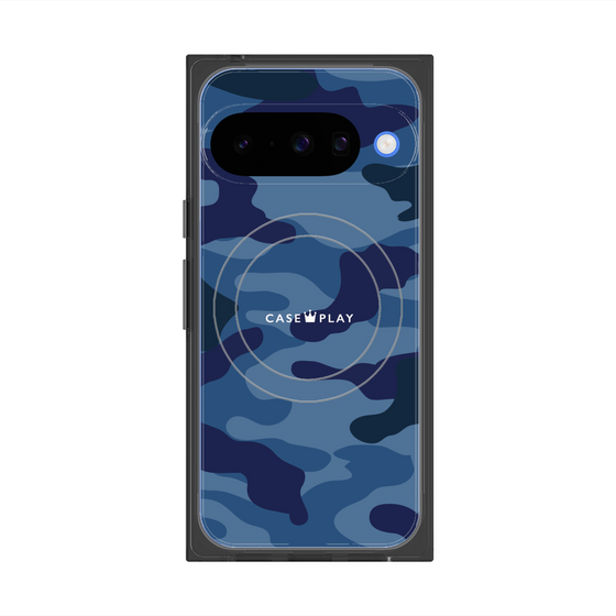 プレミアムスクエアケース with Pixelsnap［ Camouflage - Blue ］