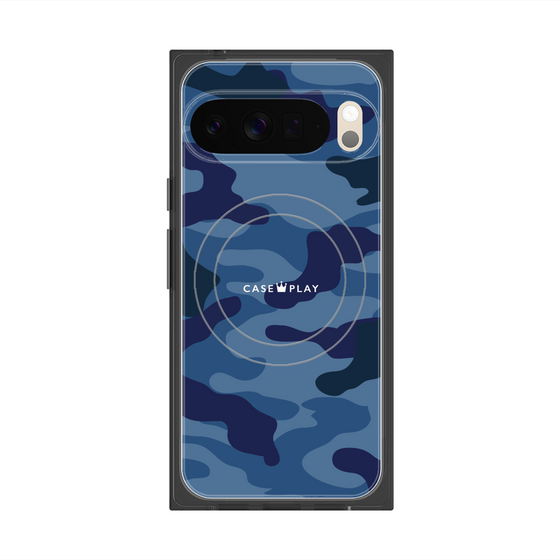 プレミアムスクエアケース with Pixelsnap［ Camouflage - Blue ］