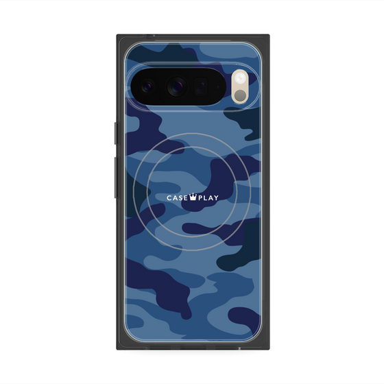 プレミアムスクエアケース with Pixelsnap［ Camouflage - Blue ］