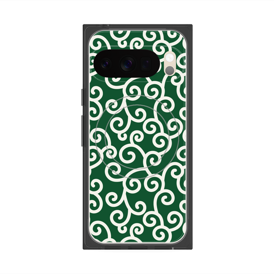 プレミアムスクエアケース with Pixelsnap［ 唐草模様 - Green ］