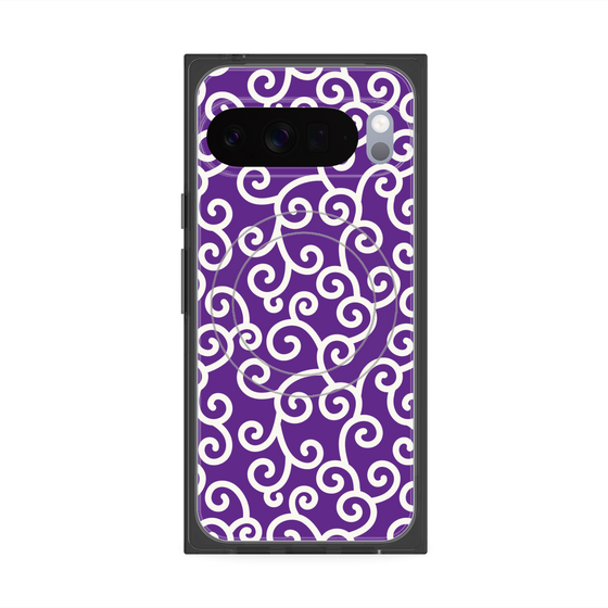 プレミアムスクエアケース with Pixelsnap［ 唐草模様 - Purple ］