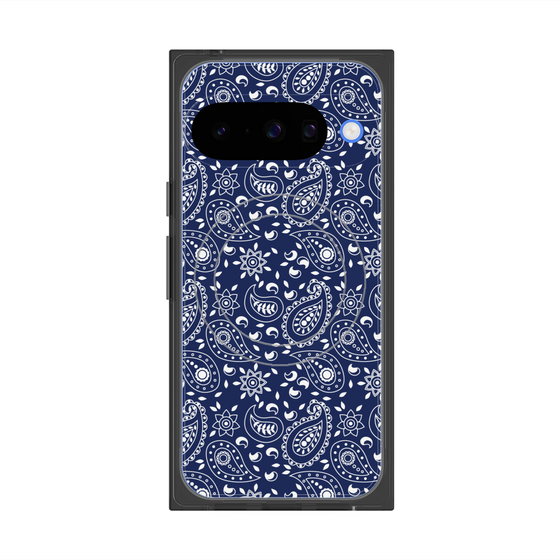 プレミアムスクエアケース with Pixelsnap［ ペイズリー - Blue ］