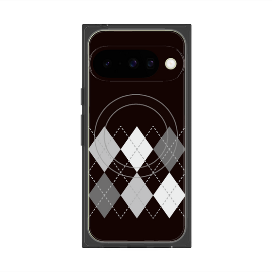 プレミアムスクエアケース with Pixelsnap［ Nordic Argyle - Black ］