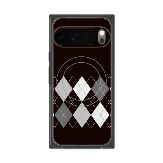 プレミアムスクエアケース with Pixelsnap［ Nordic Argyle - Black ］