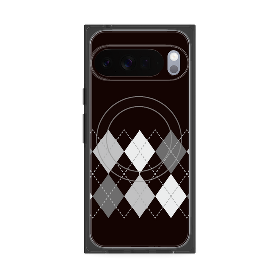 プレミアムスクエアケース with Pixelsnap［ Nordic Argyle - Black ］