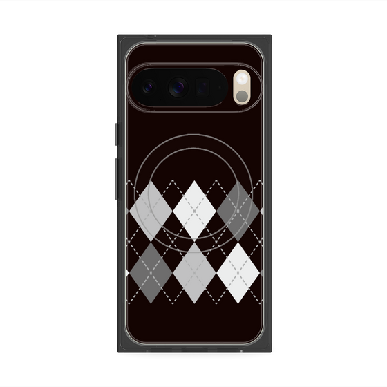 プレミアムスクエアケース with Pixelsnap［ Nordic Argyle - Black ］