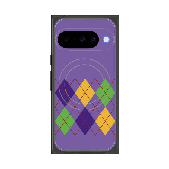 プレミアムスクエアケース with Pixelsnap［ Nordic Argyle - Purple ］