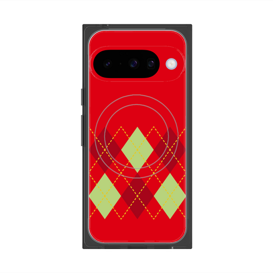 プレミアムスクエアケース with Pixelsnap［ Nordic Argyle - Red ］