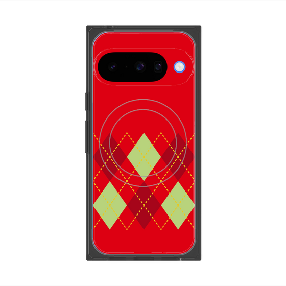 プレミアムスクエアケース with Pixelsnap［ Nordic Argyle - Red ］