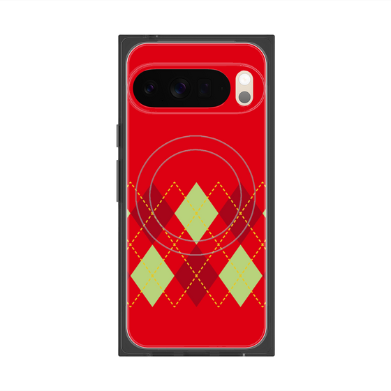 プレミアムスクエアケース with Pixelsnap［ Nordic Argyle - Red ］