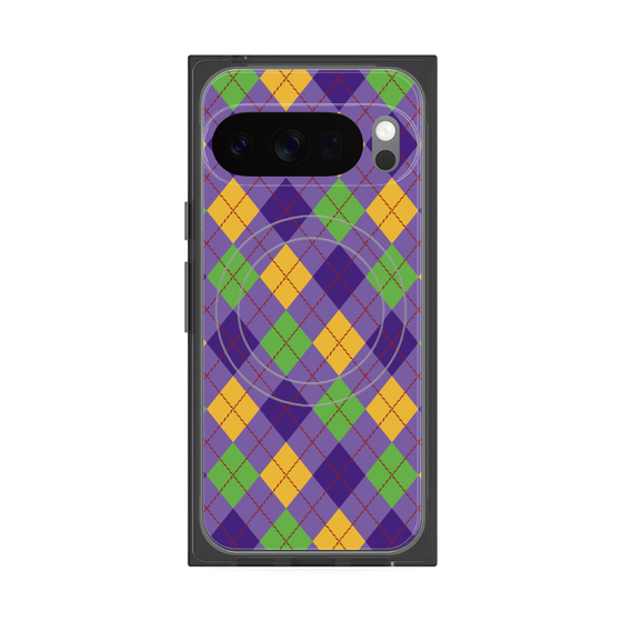 プレミアムスクエアケース with Pixelsnap［ Argyle - Purple ］