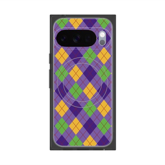 プレミアムスクエアケース with Pixelsnap［ Argyle - Purple ］