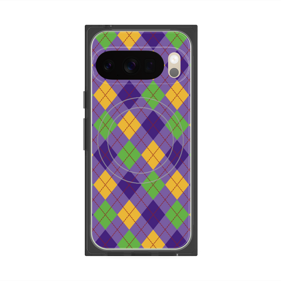 プレミアムスクエアケース with Pixelsnap［ Argyle - Purple ］