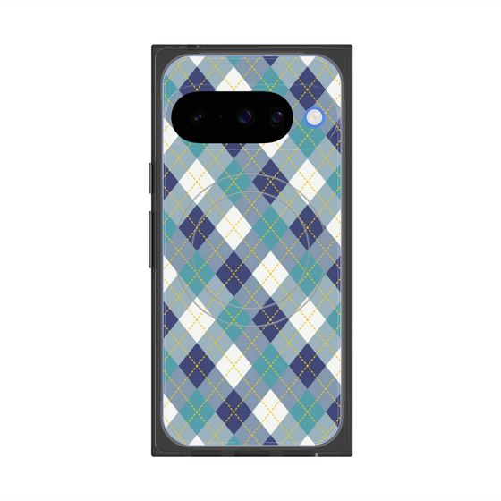 プレミアムスクエアケース with Pixelsnap［ Argyle - Blue ］