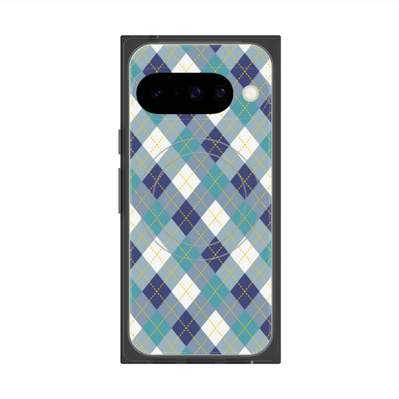 プレミアムスクエアケース with Pixelsnap［ Argyle - Blue ］
