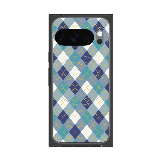 プレミアムスクエアケース with Pixelsnap［ Argyle - Blue ］