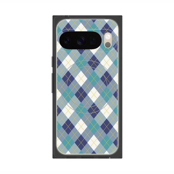 プレミアムスクエアケース with Pixelsnap［ Argyle - Blue ］