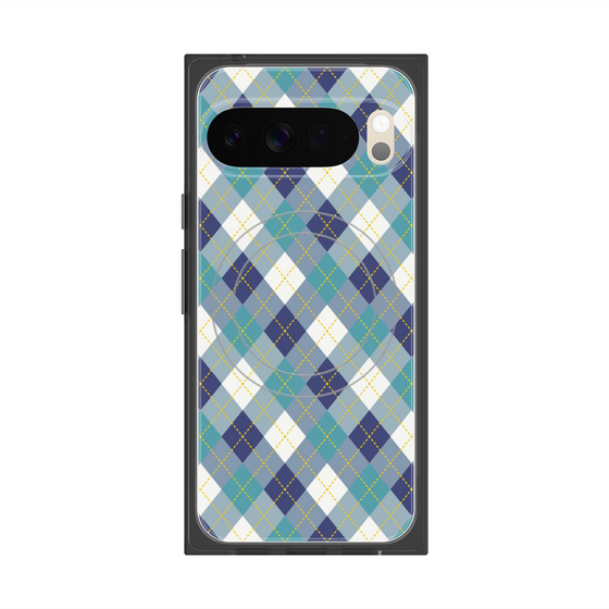 プレミアムスクエアケース with Pixelsnap［ Argyle - Blue ］