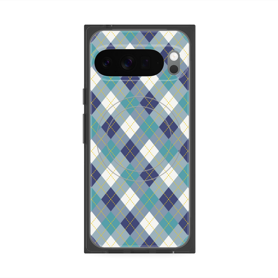プレミアムスクエアケース with Pixelsnap［ Argyle - Blue ］