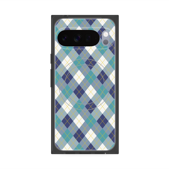 プレミアムスクエアケース with Pixelsnap［ Argyle - Blue ］