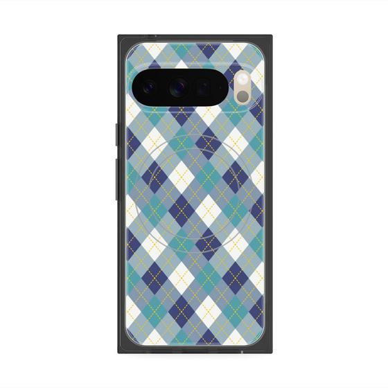 プレミアムスクエアケース with Pixelsnap［ Argyle - Blue ］