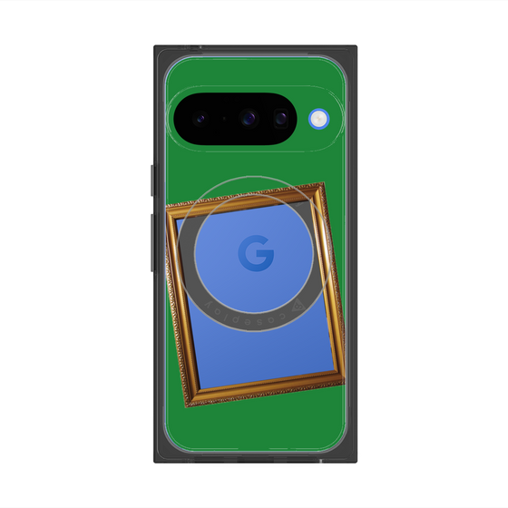 プレミアムスクエアケース with Pixelsnap［ Photo Frame - Green ］