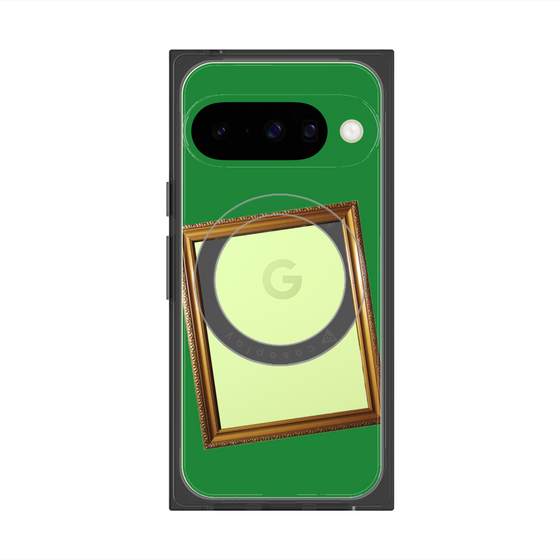 プレミアムスクエアケース with Pixelsnap［ Photo Frame - Green ］