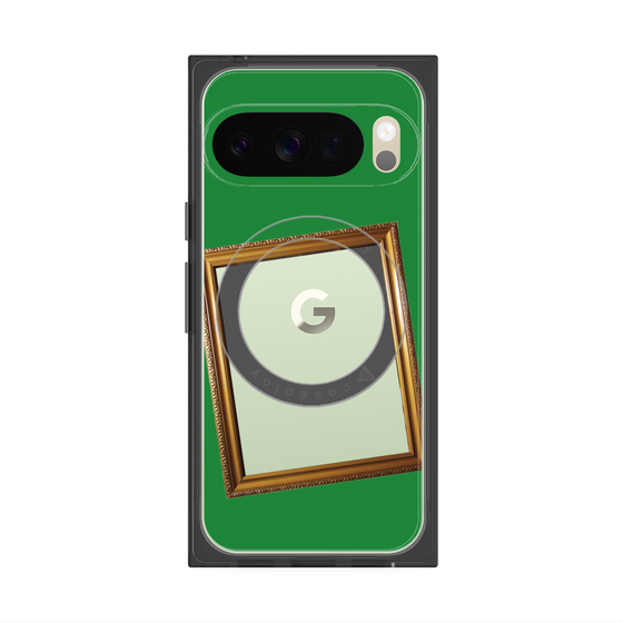 プレミアムスクエアケース with Pixelsnap［ Photo Frame - Green ］