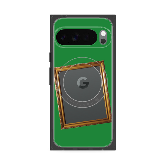 プレミアムスクエアケース with Pixelsnap［ Photo Frame - Green ］