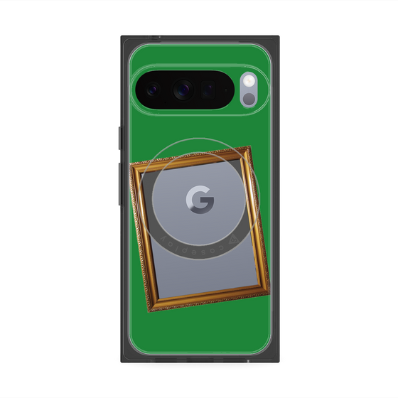 プレミアムスクエアケース with Pixelsnap［ Photo Frame - Green ］