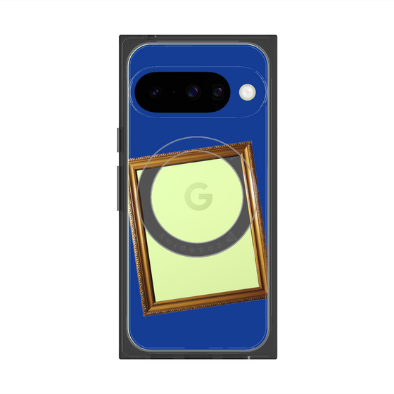 プレミアムスクエアケース with Pixelsnap［ Photo Frame - Blue ］