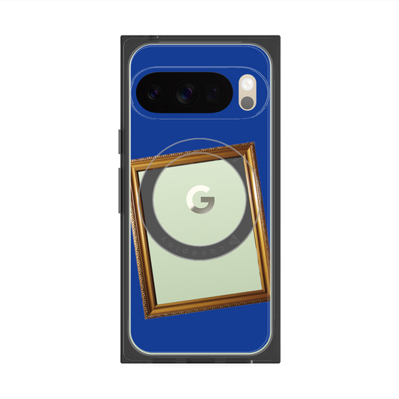 プレミアムスクエアケース with Pixelsnap［ Photo Frame - Blue ］