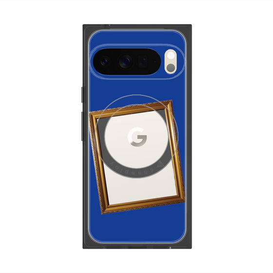 プレミアムスクエアケース with Pixelsnap［ Photo Frame - Blue ］