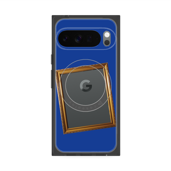 プレミアムスクエアケース with Pixelsnap［ Photo Frame - Blue ］