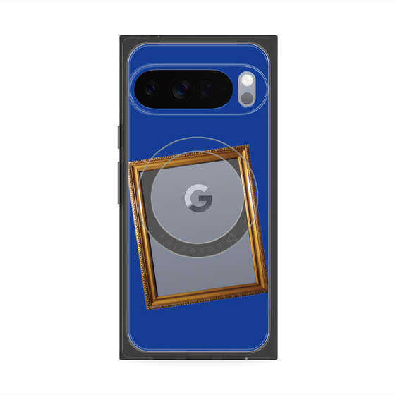 プレミアムスクエアケース with Pixelsnap［ Photo Frame - Blue ］
