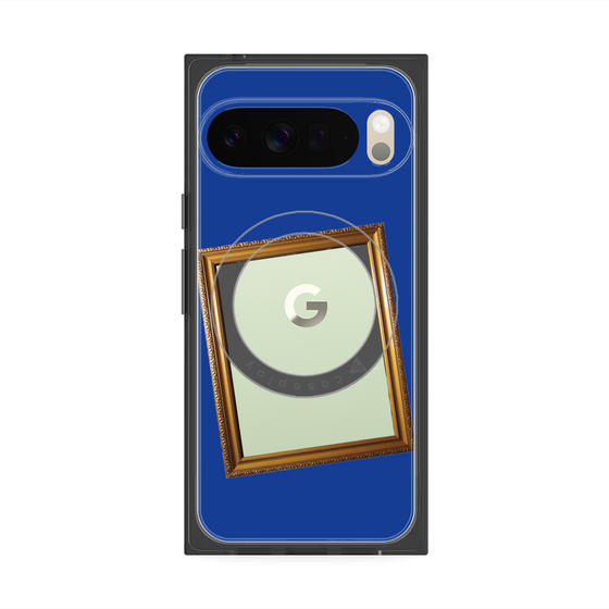 プレミアムスクエアケース with Pixelsnap［ Photo Frame - Blue ］