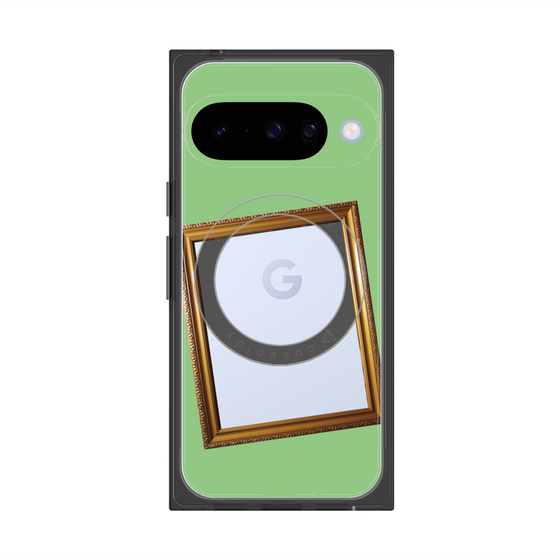 プレミアムスクエアケース with Pixelsnap［ Photo Frame - Light Green ］