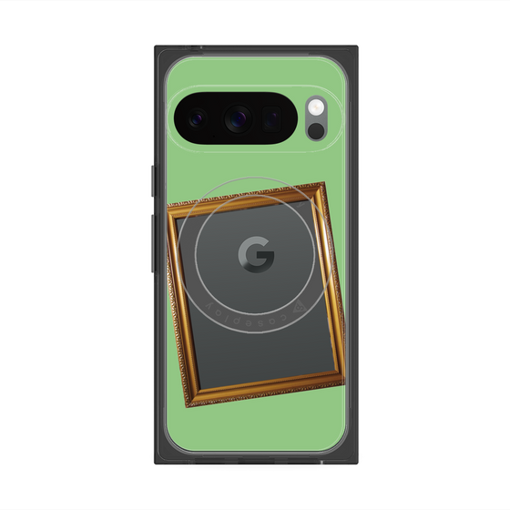 プレミアムスクエアケース with Pixelsnap［ Photo Frame - Light Green ］